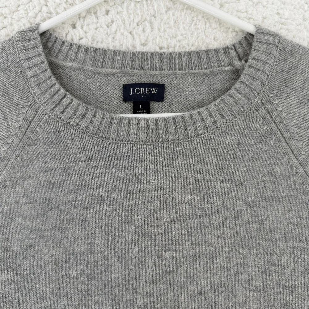 J.Crew Sweater Mens Large Gray Lambswool Blend Crewneck Knit Pullover Soft